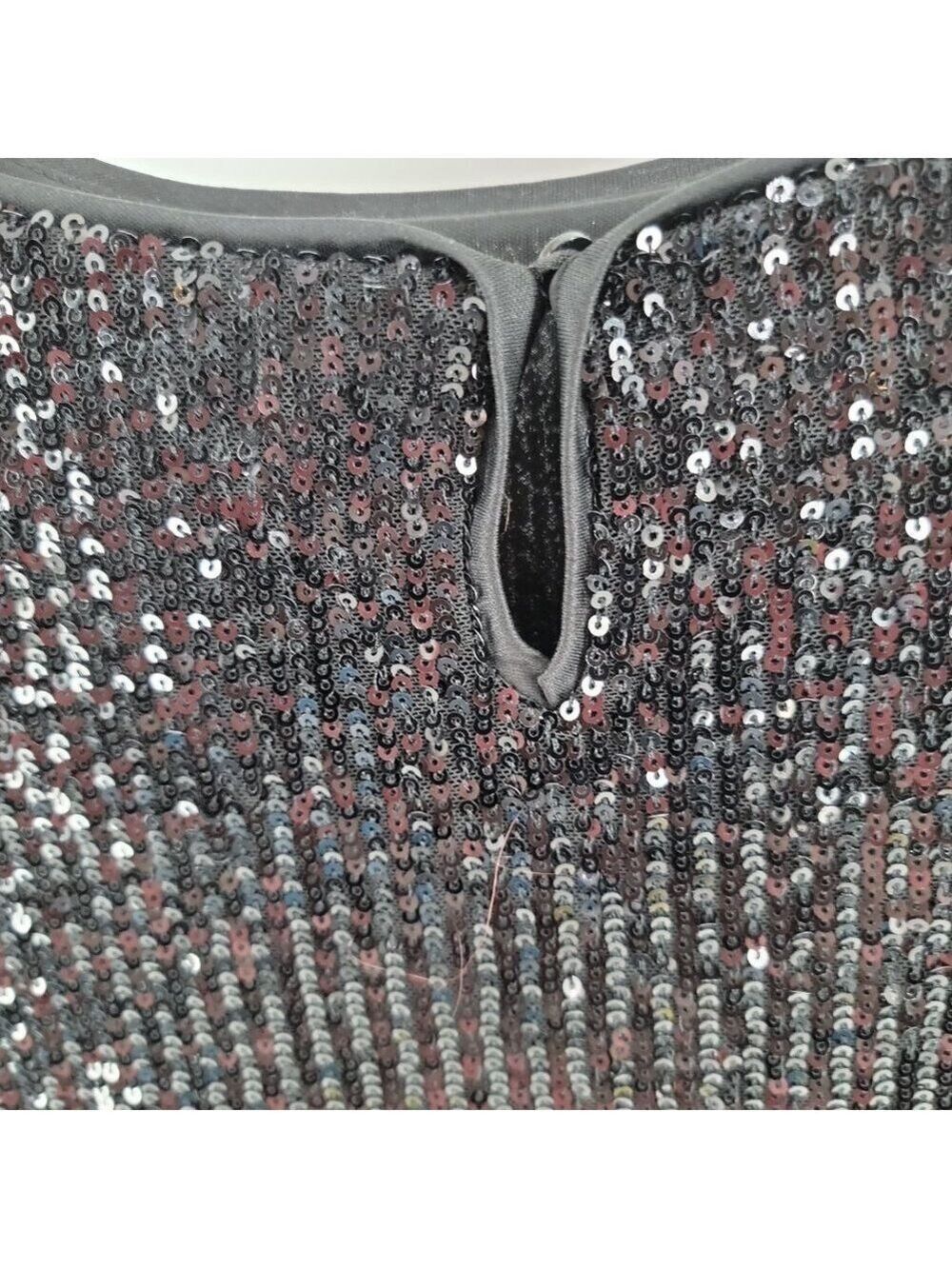 ⭐ Ophelia Roe Black Sequin Short Sleeve Top – Size S - Picture 5 of 12